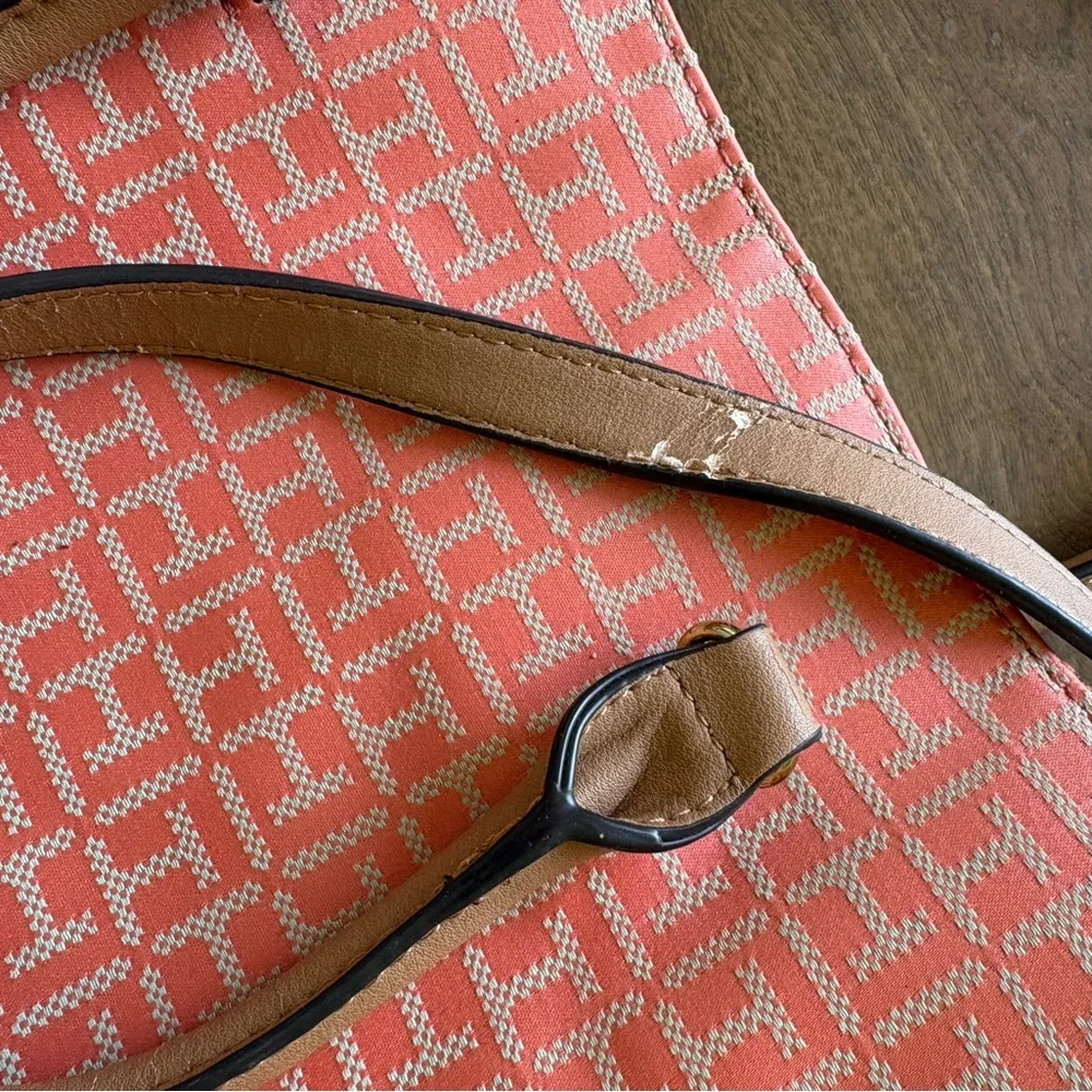 Tommy Hilfiger Coral Logo Tote with Tan Handles